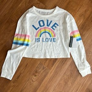 NWT Girl kidtopoa Cropped Long Sleeve Shirt Size Large (14)